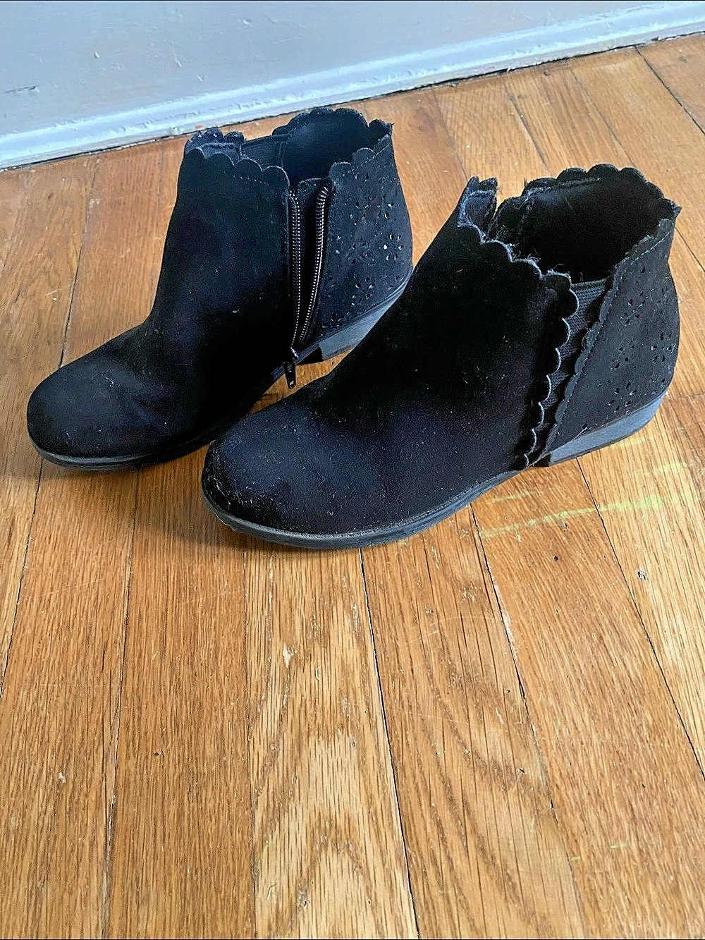 Black Scalloped Ankle Booties